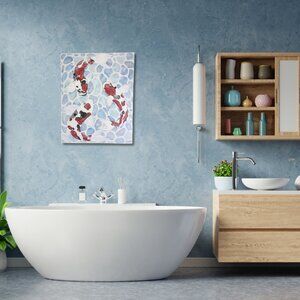 Koi Pond fishes painting / acrylic paint/ Handmade painting canvas art/ 24x30in